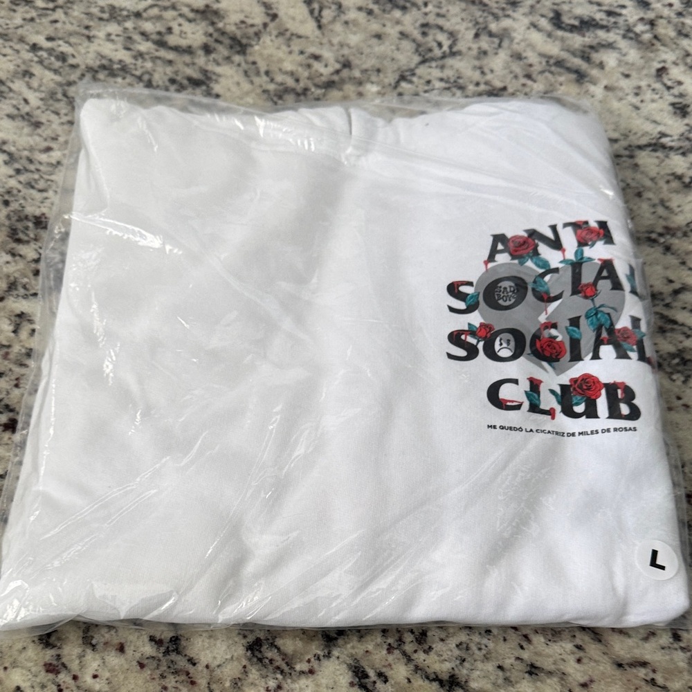 Anti Social Social Club White hoodie with Red Floral Logo